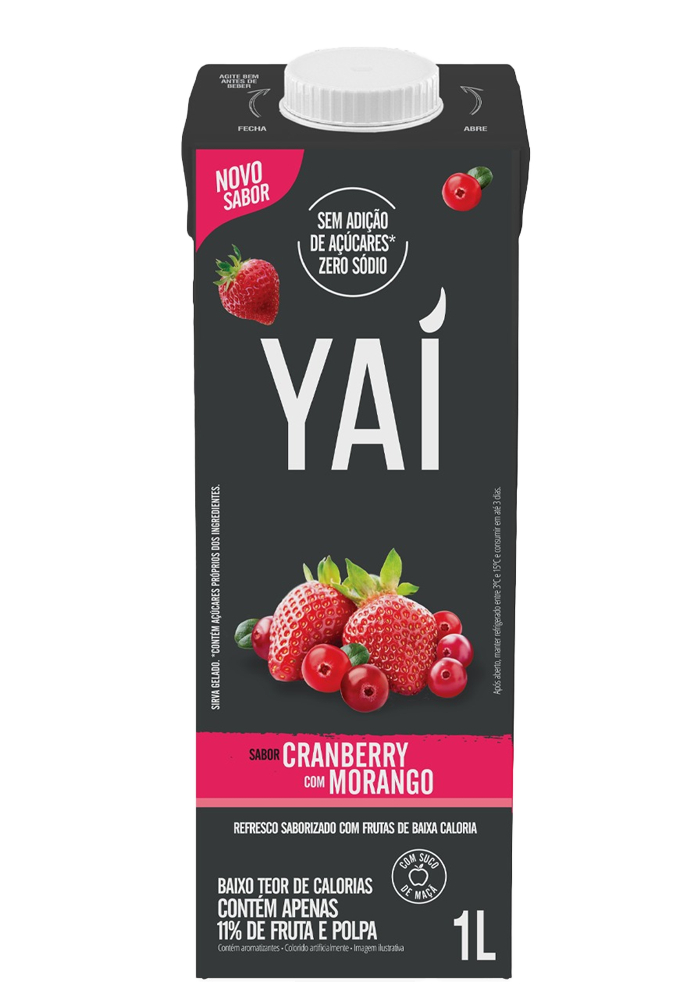 Suco Yaí Cranberry com Morango 1L - 12 unidades