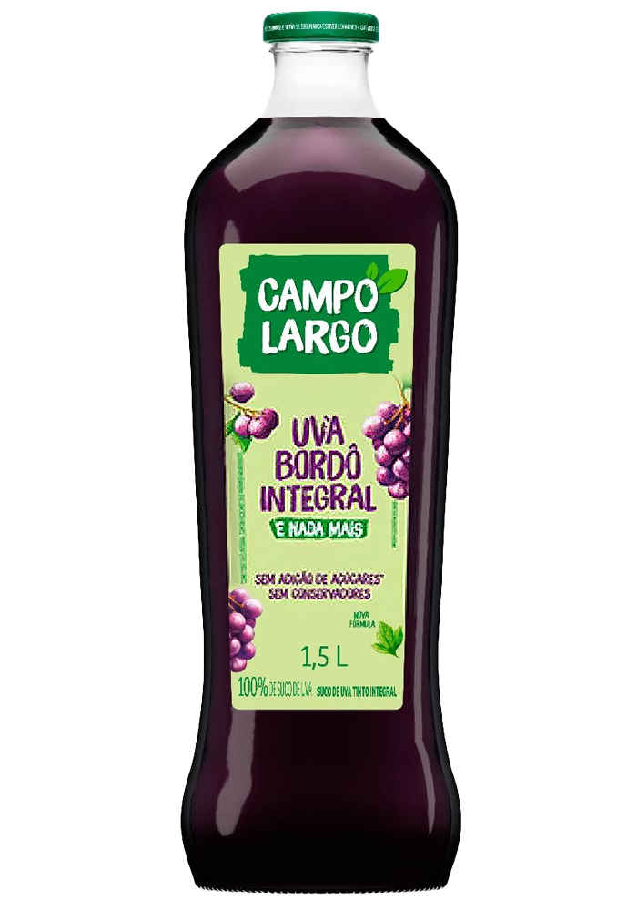Suco Campo Largo Uva Integral Vidro 1,5L - 6 unidades