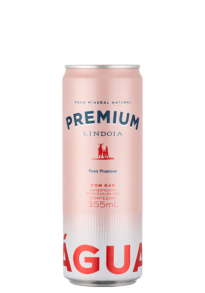 Água Mineral Lindoia Premium Lata Com Gás 355ml - 12 unidades